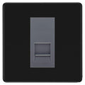 BG Screwless Matt Black Single IDC Secondary Telephone Socket - Grey Insert