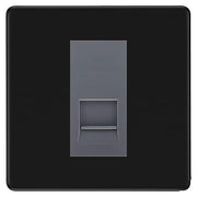 BG Screwless Matt Black Single IDC Secondary Telephone Socket - Grey Insert by British General (BG-FFBBTS1G)