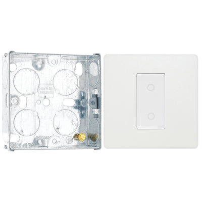 BG Evolve Pearlescent White 1 Gang 200W Trailing Edge Secondary Touch Dimmer PCDCLTDS1W with 25mm Steel Back Box
