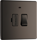 Newlec British General FBN52 Nexus Flatplate Screwless Black Nickel 13A 2 Pole Neon Switched Fused Spur Unit