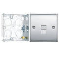 BG Nexus Polished Chrome Single Master Telephone Socket NPCBTM1 with 25mm Steel Back Box