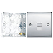 BG Nexus Polished Chrome Single Master Telephone Socket NPCBTM1 with 25mm Steel Back Box by British General (BG-NPCBTM1+HGS02)
