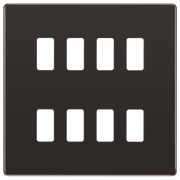 BG RFBN8 Nexus Screwless Grid Black Nickel 8 Module Front Plate by British General (BG-RFBN8-Shopify-SA_1)