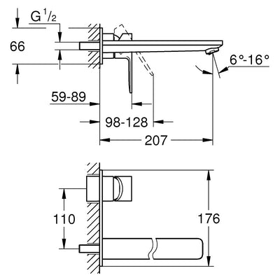 Grohe Lineare 2-hole basin mixer L-Size