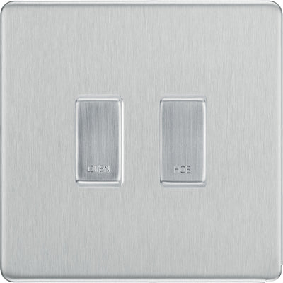 BG Screwless Brushed Steel 2 Gang Engraved Custom Labelled Appliance Grid Switch by British General (Nexus-BS-Screwless-2G)