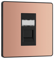BG Evolve PCDCPRJ451B Polished Copper RJ45 Cat6 Data Outlet - Black Insert by British General (BG-PCDCPRJ451B-Shopify-SA_1)