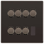 BG Black Nickel Screwless Flat Plate 7 Gang Trailing Edge LED Dimmer Light Switch 2 Way Custom Switch by British General (SCREWLESS-BN-7G-CUSTOM-7xDIMMER-2Way)