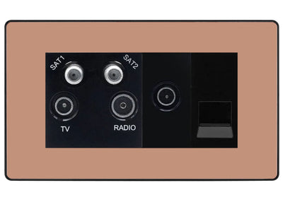 BG Evolve Polished Copper Quadplex Combination TV Socket PCDCP69B by British General (BG-PCDCP69B)
