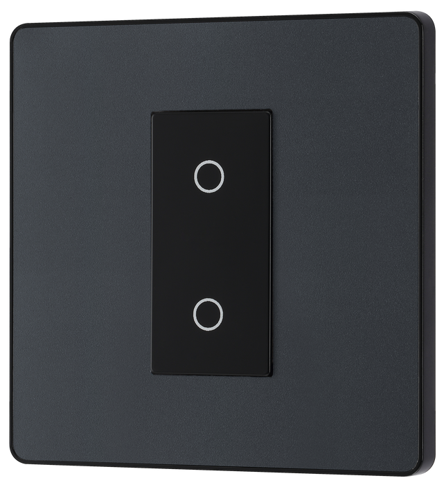 PCDMGTDM1B Front - his Evolve Matt Grey single master trailing edge touch dimmer allows you to control your light levels and set the mood.