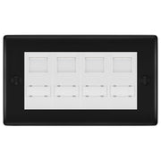BG Nexus Matt Black 4 Gang RJ45 Cat6 Data Socket White Inserts