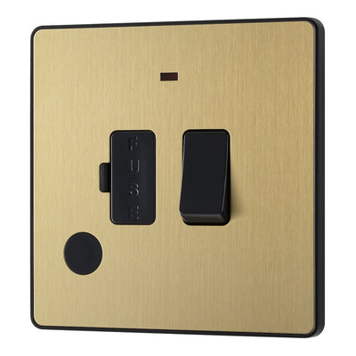 BG Evolve Satin Brass 13A Switched Spur + Neon PCDSB52B with 35mm Steel Back Box