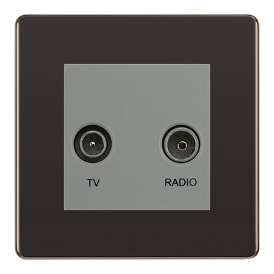 BG Screwless Black Nickel TV & FM Socket FBN66G by British General (BG-FBN66G)