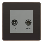 BG Screwless Black Nickel TV & FM Socket FBN66G by British General (BG-FBN66G)