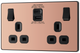 BG Evolve PCDCP22UAC30B Polished Copper 2 Gang 13A 1x USB-QC A 27W 1x USB-PD C 30W Switched Socket - Black Insert