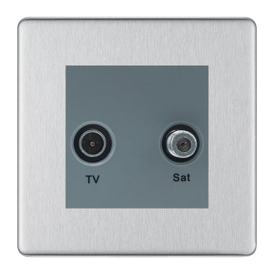 BG Screwless Brushed Steel TV & Satellite Socket FBSTVSATG by British General (BG-FBSTVSATG)