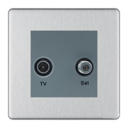 BG Screwless Brushed Steel TV & Satellite Socket FBSTVSATG by British General (BG-FBSTVSATG)
