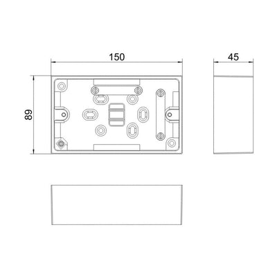 BG 978 Moulded Square Edge | White | 45mm | 2 Gang Surface Box by British General (BG-978)