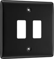 BG RNFB2 Nexus Metal Matt Black 2 Module Grid Front Plate by British General (BG-RNFB2-Shopify-SA_1)