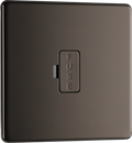 Newlec British General FBN54 Nexus Flatplate Screwless Black Nickel 13A Unswitched Fused Spur Unit