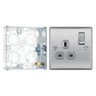 BG Nexus Metal Brushed Steel 13A Single Socket NBS21G with 25mm Steel Back Box by British General (BG-NBS21G+HGS02)
