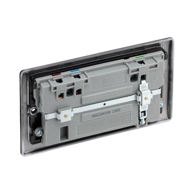 BG NBN22UAC45B Nexus Metal | Black Nickel - Black insert | USB A + C | 2 Gang Switched Socket