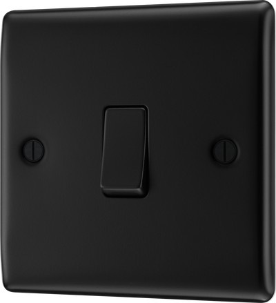 BG NFB13 Nexus Metal Matt Black 1 Gang 20A 16AX Intermediate Plate Switch