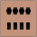 BG Evolve Polished Copper 8 Gang Switch 4x Trailing Edge LED Dimmer 4x 2Way Custom Switch