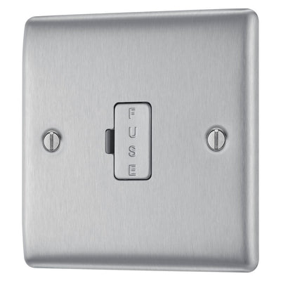 BG Nexus Brushed Steel 13A Unswitched Fused Connection Unit NBS54 with 25mm Steel Back Box
