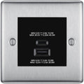BG Nexus Brushed Steel 45W USB Wall Socket Euro Module USB-A & C - Black Insert
