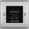 BG Nexus Brushed Steel 45W USB Wall Socket Euro Module USB-A & C - Black Insert by British General (BG-NBSEMS2+EMUSBAC45B)