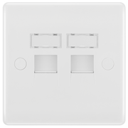 BG 8RJ45/2 Moulded Round Edge | White | RJ45 Double Data Outlet Socket (Screw) by British General (BG-8RJ45/2)
