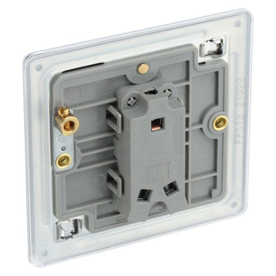 BG Screwless Polished Chrome 20A 16AX 2 Way Single Light Switch FPC12 with 25mm Steel Back Box