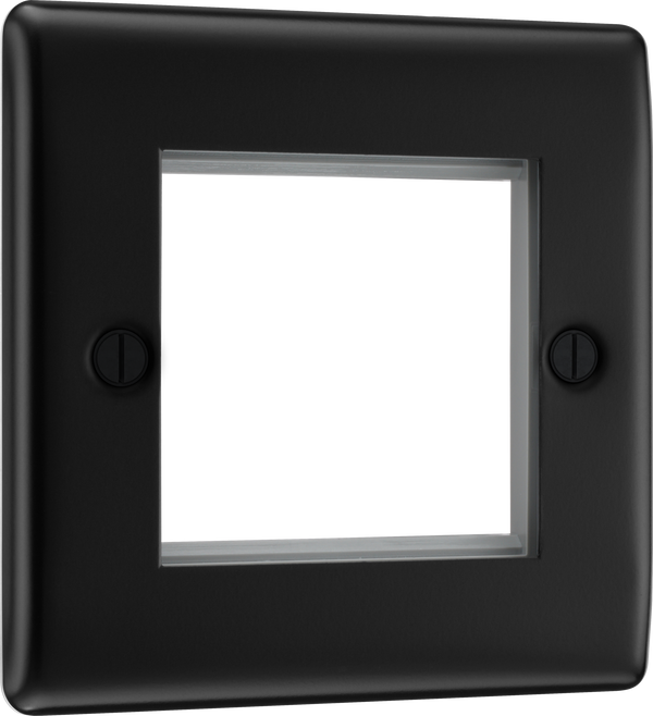 BG NFBEMS2 Nexus Metal Matt Black 50x50 Aperture Single Double Euro Module Front Plate