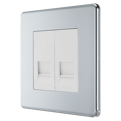 BG Screwless Polished Chrome 2 Gang Master Telephone Socket FPCBTM2 with 25mm Steel Back Box