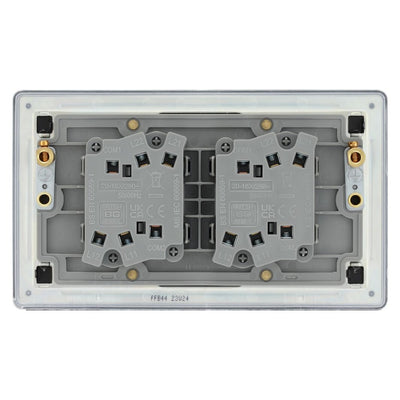 BG Screwless Matt Black 20A 16AX 2 Way Quadruple Light Switch FFB44 with 25mm Steel Back Box