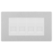 BG Evolve Brushed Steel 4 Gang Master Telephone Socket - White Insert by British General (BG-PCDBSBTM4W)