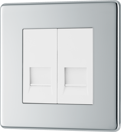 BG Electrical FPCBTM2 Nexus Flatplate Screwless Polished Chrome 2 Gang Master Telephone Socket