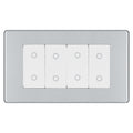 BG Nexus Screwless Polished Chrome Quad Secondary Touch Dimmer Switch White Inserts FPCTDS4W
