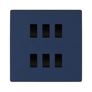 BG Evolve Matt Blue 6 Gang Custom Grid Light Switch with Back Box Included by British General (BG-Evolve-DB-6G-CUSTOM-LIGHT-SWITCH)