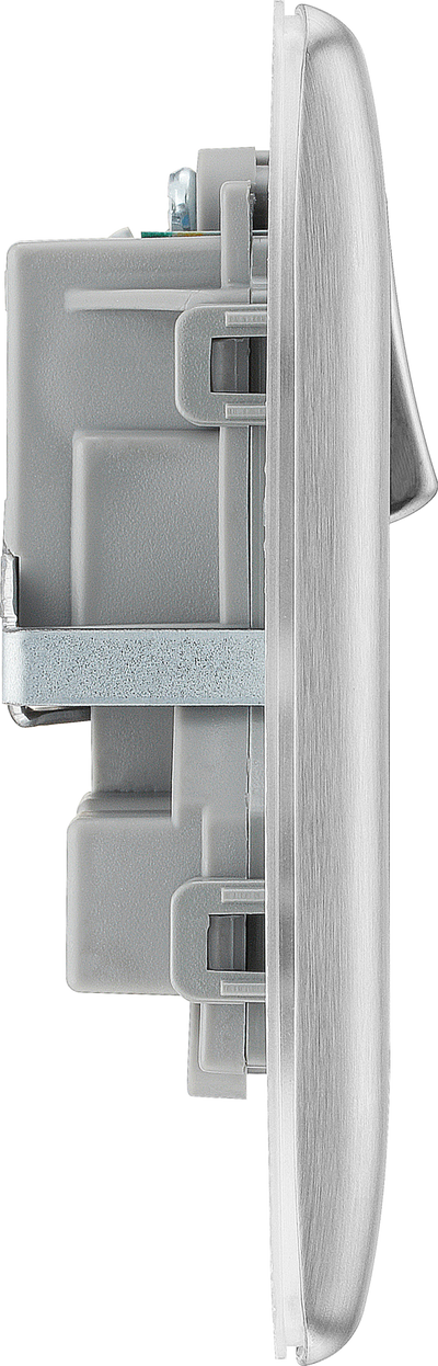 BG NBS22G 10 Pack Nexus Metal Brushed Steel 2 Gang 13A Switched Socket - Grey Insert (10 Pack) by British General (BG-NBS22G-Shopify-SA-10)