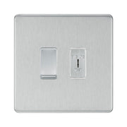 BG Screwless Brushed Steel 2 Gang Emergency Lighting (EMG LTG TEST) Key Switch with 2 Way Single Pole Switch by British General (BG-SCL-BS-2G-1x-EMG-LTG-1x-SP)