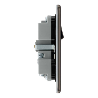 BG FBN21UAC18B Nexus Screwless Flatplate | Black Nickel | 1 Gang 13A 1 Pole 1x USB-A 1x USB-C | Switched Single Socket