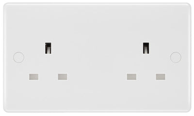 BG 824 Moulded Round Edge | White | 2 Gang 13A Unswitched Socket by British General (BG-824)