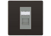 BG Screwless Black Nickel Single 1 Gang RJ45 Data Socket FBNRJ451G Grey Insert by British General (BG-FBNRJ451G)