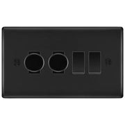 BG Nexus Matt Black 4 Gang Switch 2x Trailing Edge LED Dimmer 2x Intermediate Custom Grid Switch by British General (BG-Nexus-FB-4G-CUSTOM-2x-Dimmer-2x-INT)