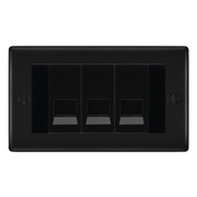 BG Nexus Matt Black 3 Gang Secondary Telephone Socket, Screw Terminal - Black Insert by British General (BG-NFB3GEMBTSSB)