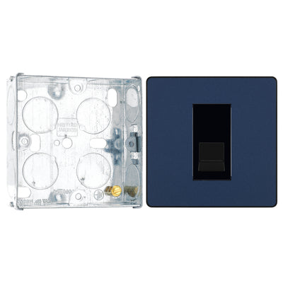 BG Evolve Matt Blue 1 Gang Secondary Telephone Outlet PCDDBBTS1B with 25mm Steel Back Box