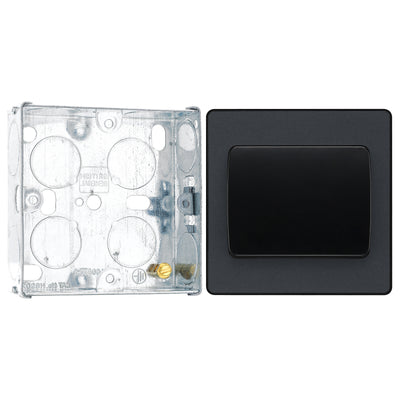 BG Evolve Matt Grey 1 Gang 20A 16AX 2 Way Wide Rocker Light Switch PCDMG12WB with 25mm Steel Back Box