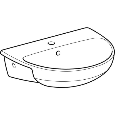 Geberit Selnova Semi-Recessed Basin 550mm - 1 Tap Hole - 501.404.00.6 by Geberit (Geberit-501.404.00.6)