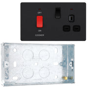 BG Evolve Matt Black 45A Switch 13A Switched Socket Cooker Control Unit PCDMB70B with 25mm Steel Back Box by British General